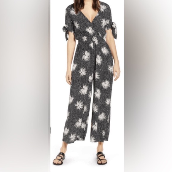 Billabong Black and White Wide Leg Jumpsuit - Picture 1 of 5